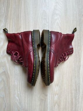 Dr. Martens Wine Red Leather 8-Eye Lace-Up Boots